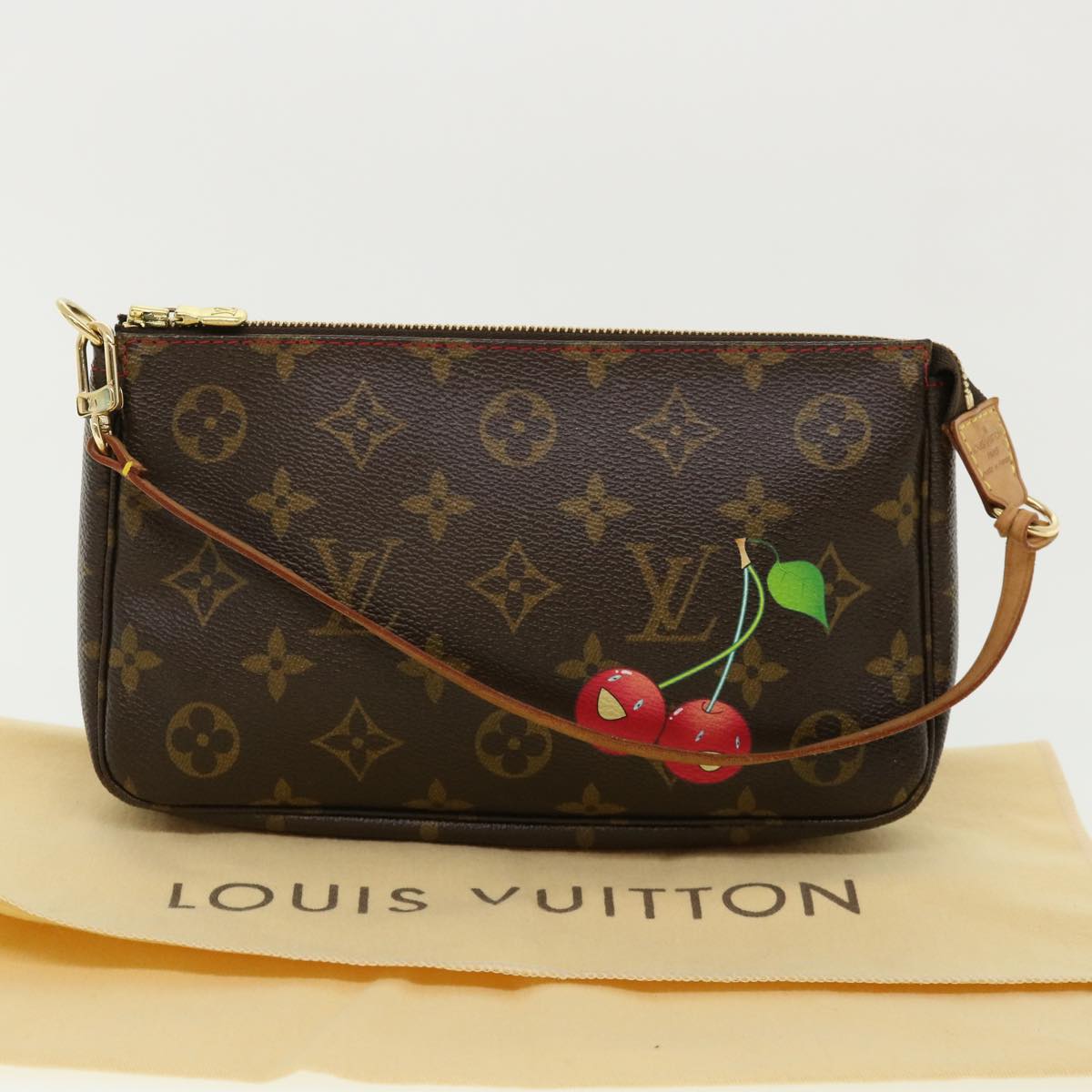 LOUIS VUITTON Monogram Cherry Pochette Accessoires Pouch M95008 LV Auth fm2079