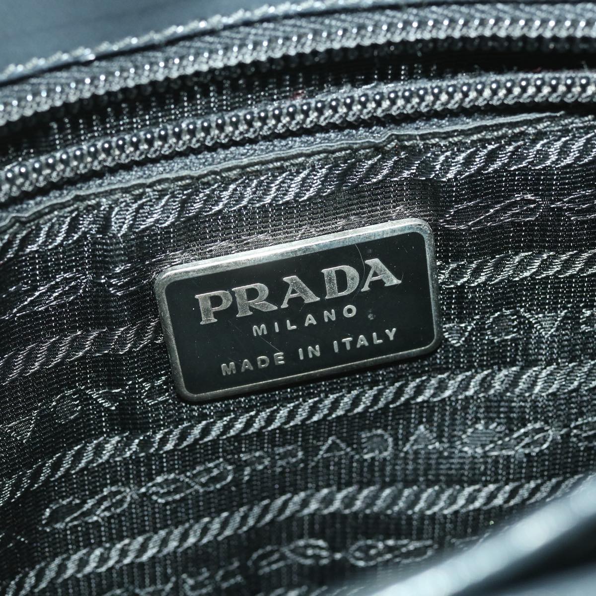 PRADA Tote Bag Wool Gray Auth fm2118