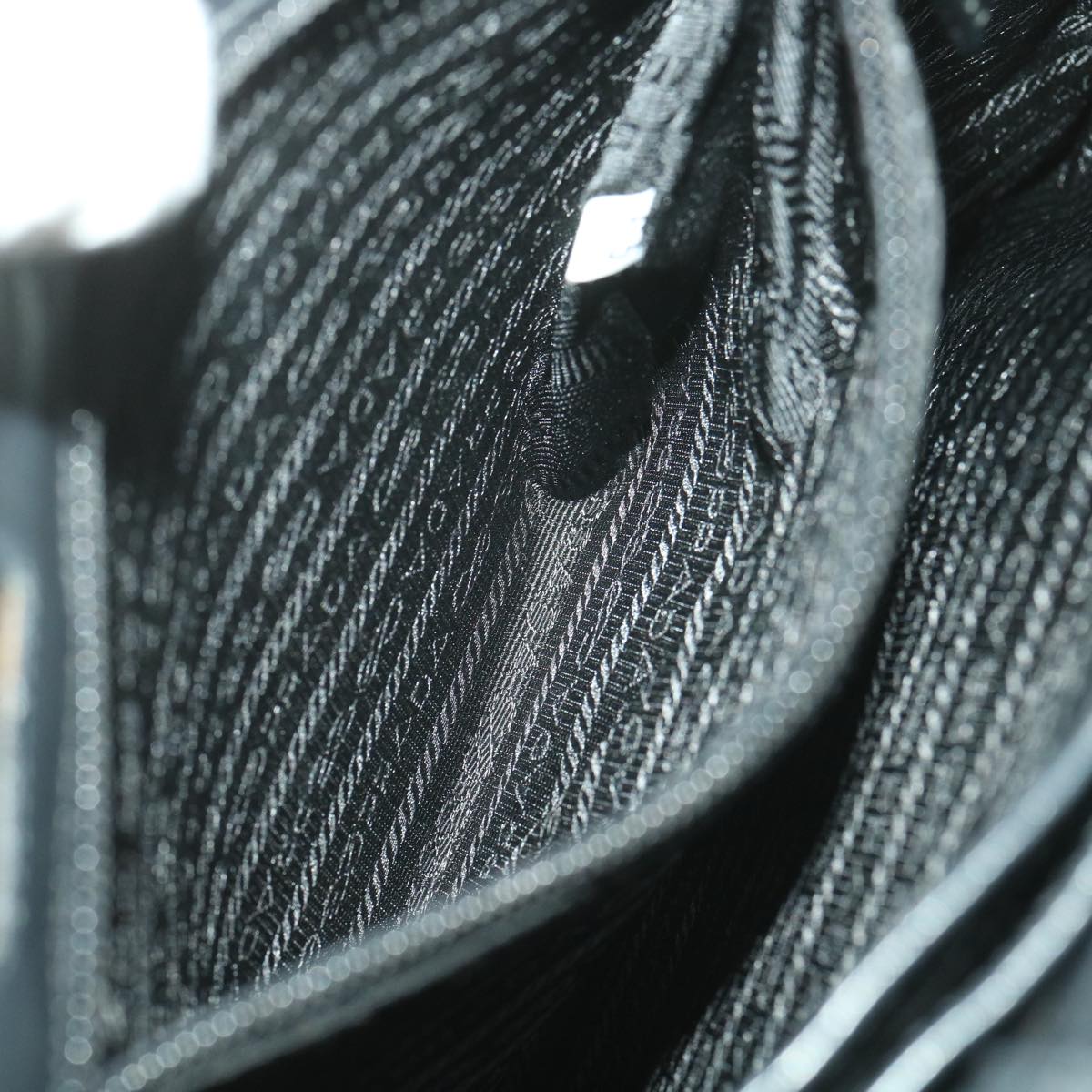 PRADA Tote Bag Wool Gray Auth fm2118