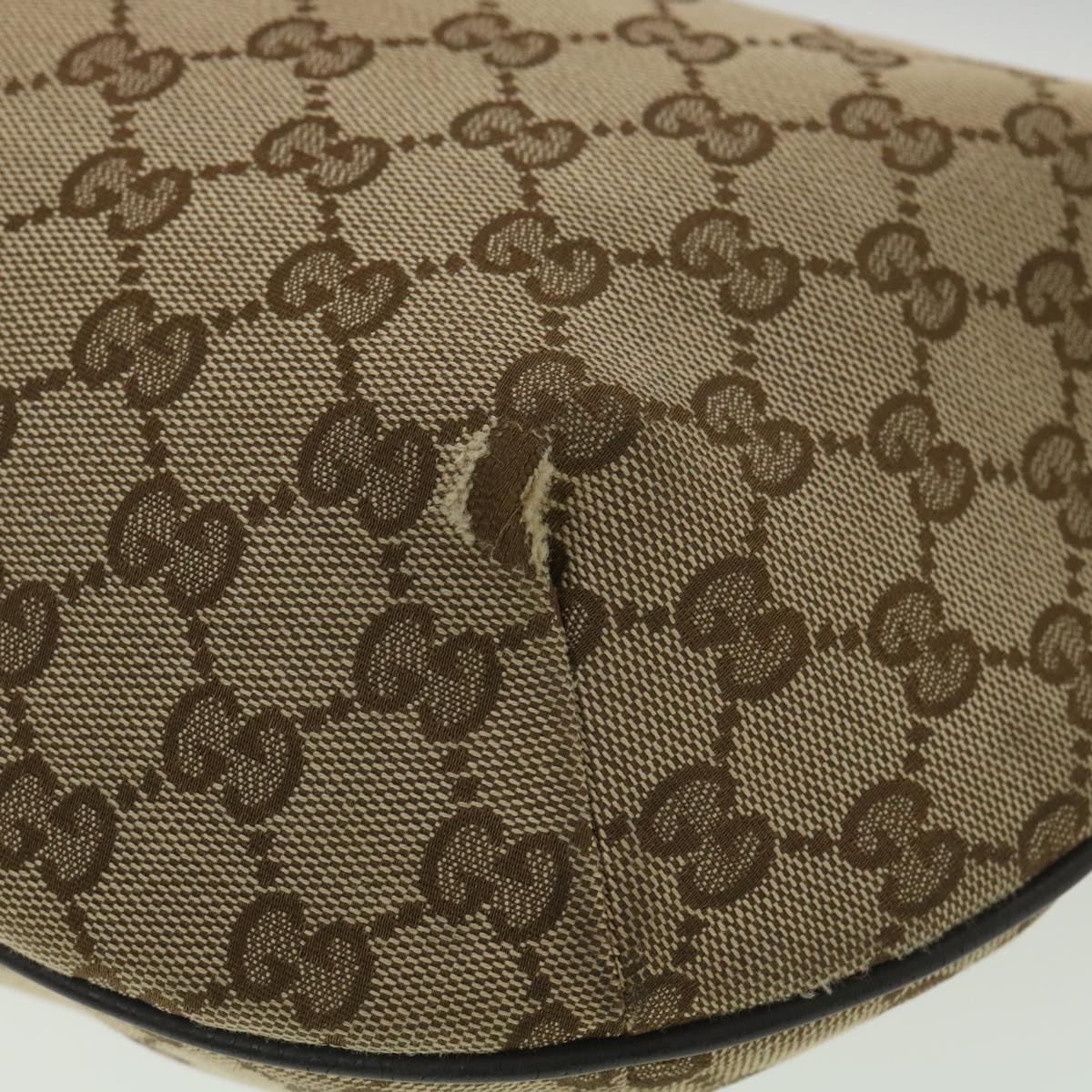 GUCCI GG Canvas Shoulder Bag Beige Dark Brown 181092 Auth fm2121