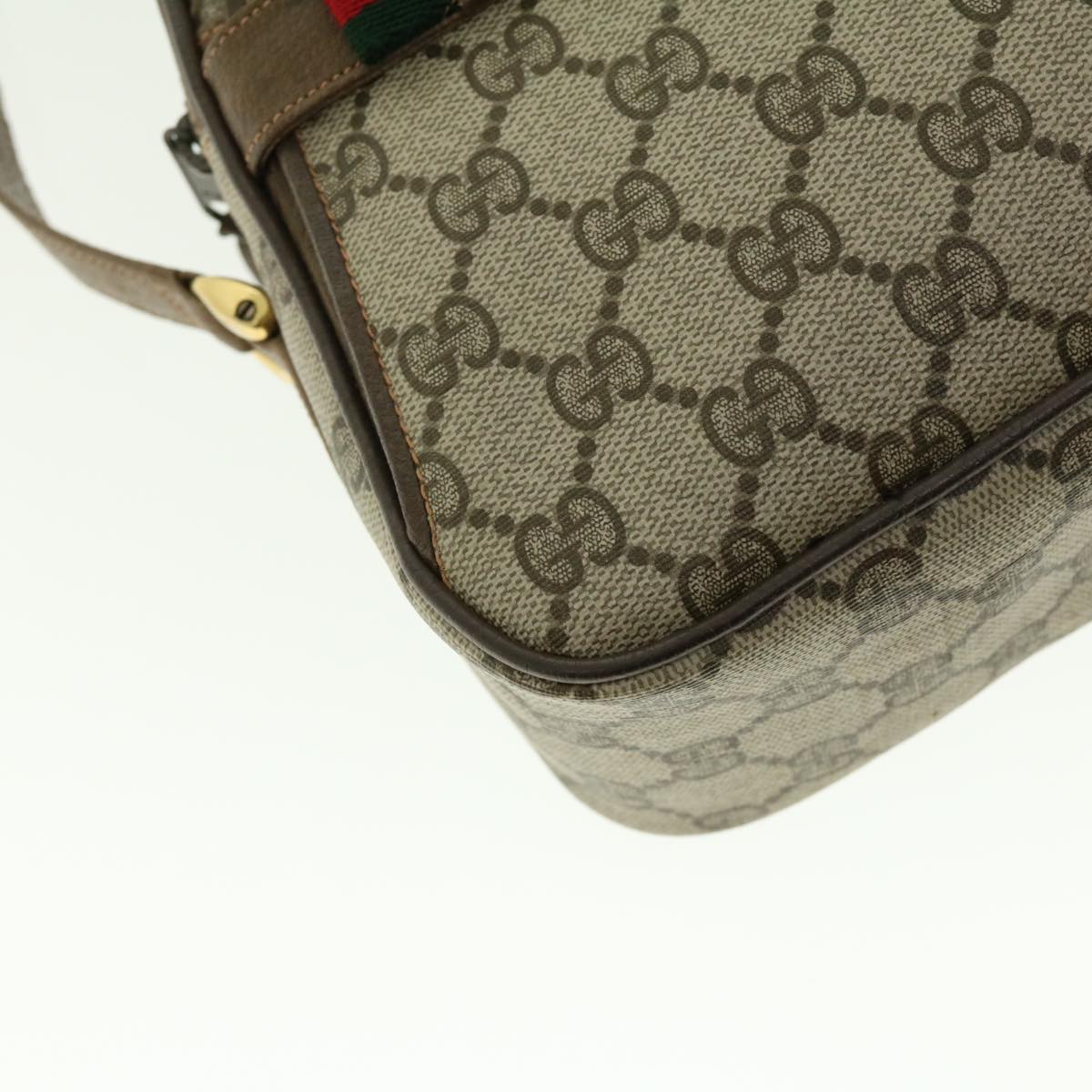 GUCCI GG Canvas Web Sherry Line Shoulder Bag Beige Red Green Auth fm2200