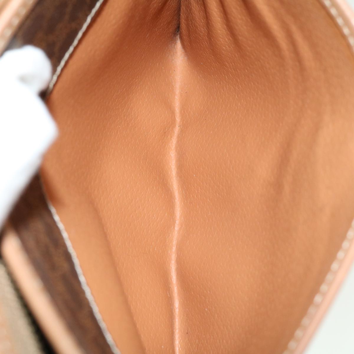 CELINE Macadam Canvas Clutch Bag PVC Leather 2Set Brown Auth fm2235