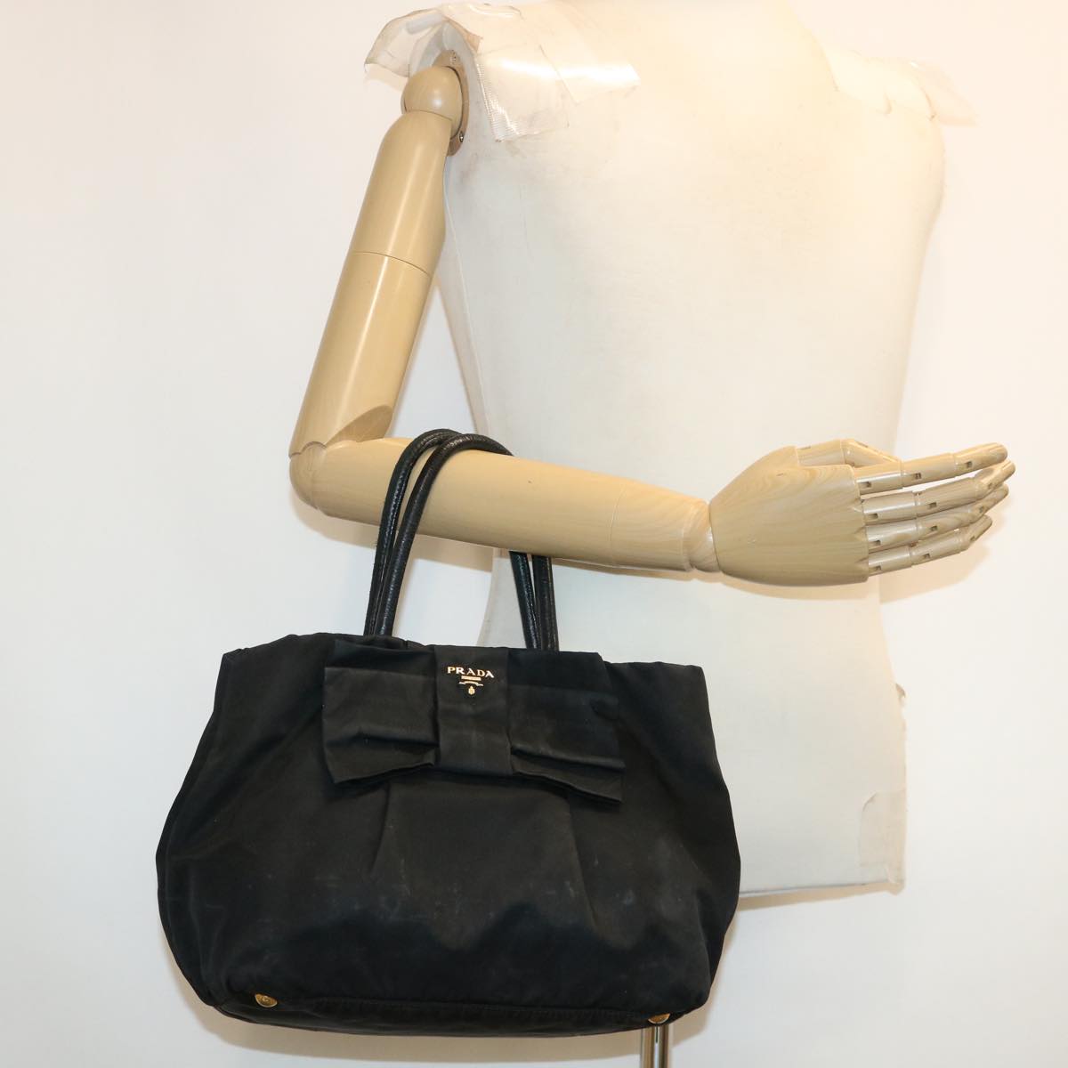 PRADA Hand Bag Nylon Black Auth fm2265