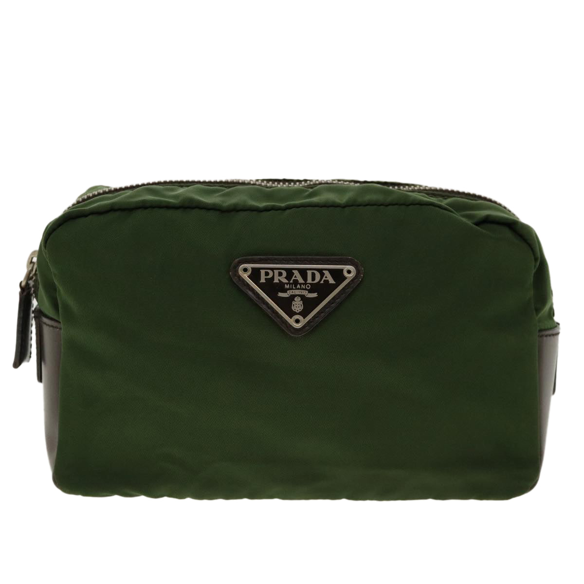 PRADA Pouch Nylon Khaki Auth fm2270