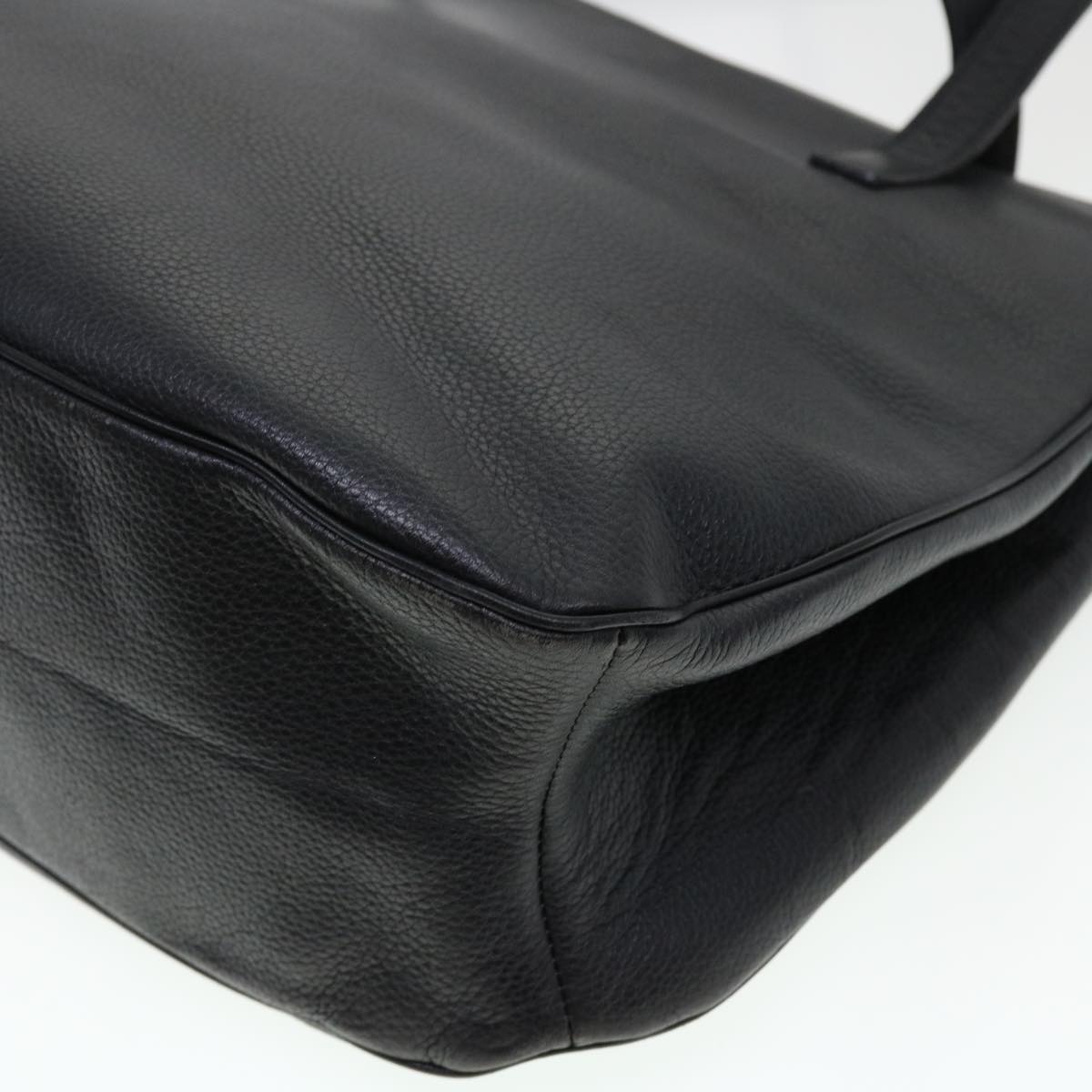 CELINE Shoulder Bag Leather Black Auth fm2285