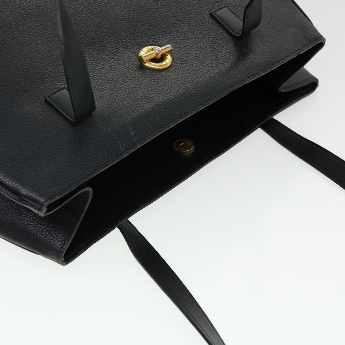 CELINE Shoulder Bag Leather Black Auth fm2285