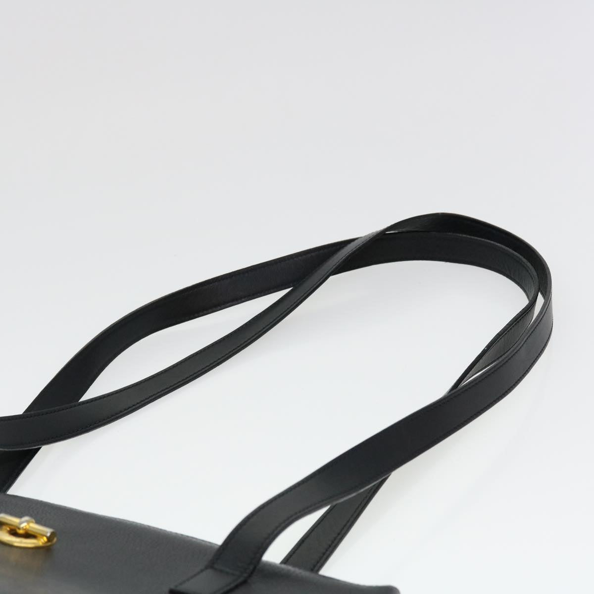 CELINE Shoulder Bag Leather Black Auth fm2285