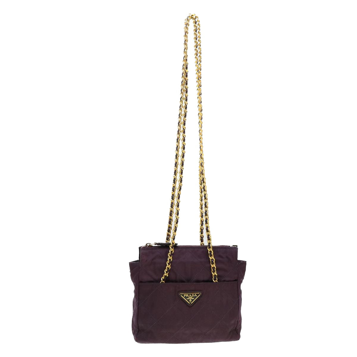 PRADA Chain Shoulder Bag Nylon Purple Auth fm2296