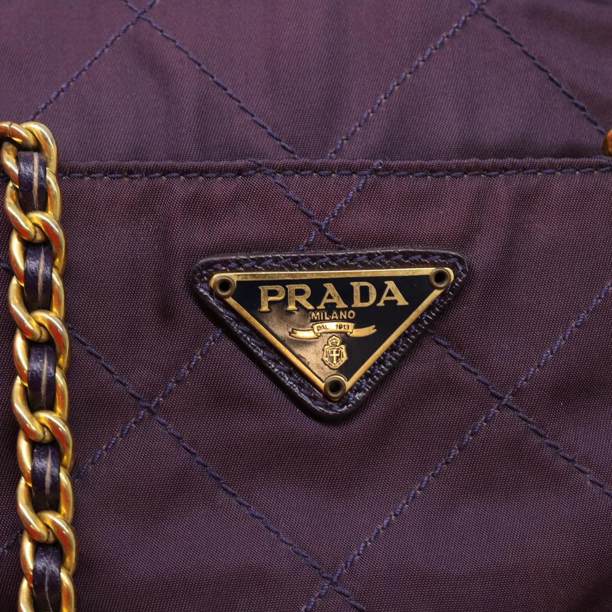 PRADA Chain Shoulder Bag Nylon Purple Auth fm2296