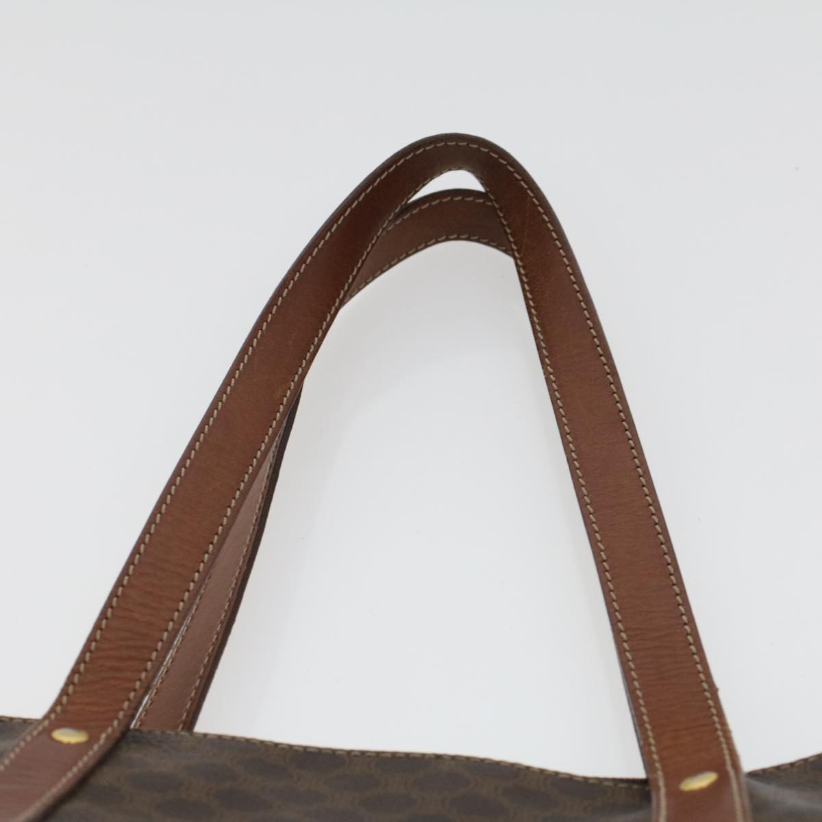 CELINE Macadam Canvas Tote Bag PVC Leather Brown Auth fm2373