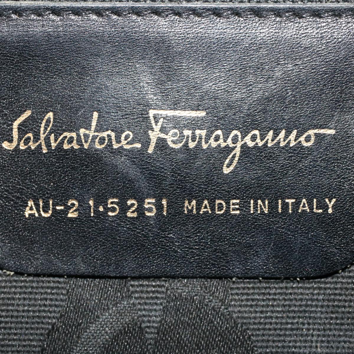 Salvatore Ferragamo Chain Hand Bag Canvas Black AU-21-5251 Auth fm2397