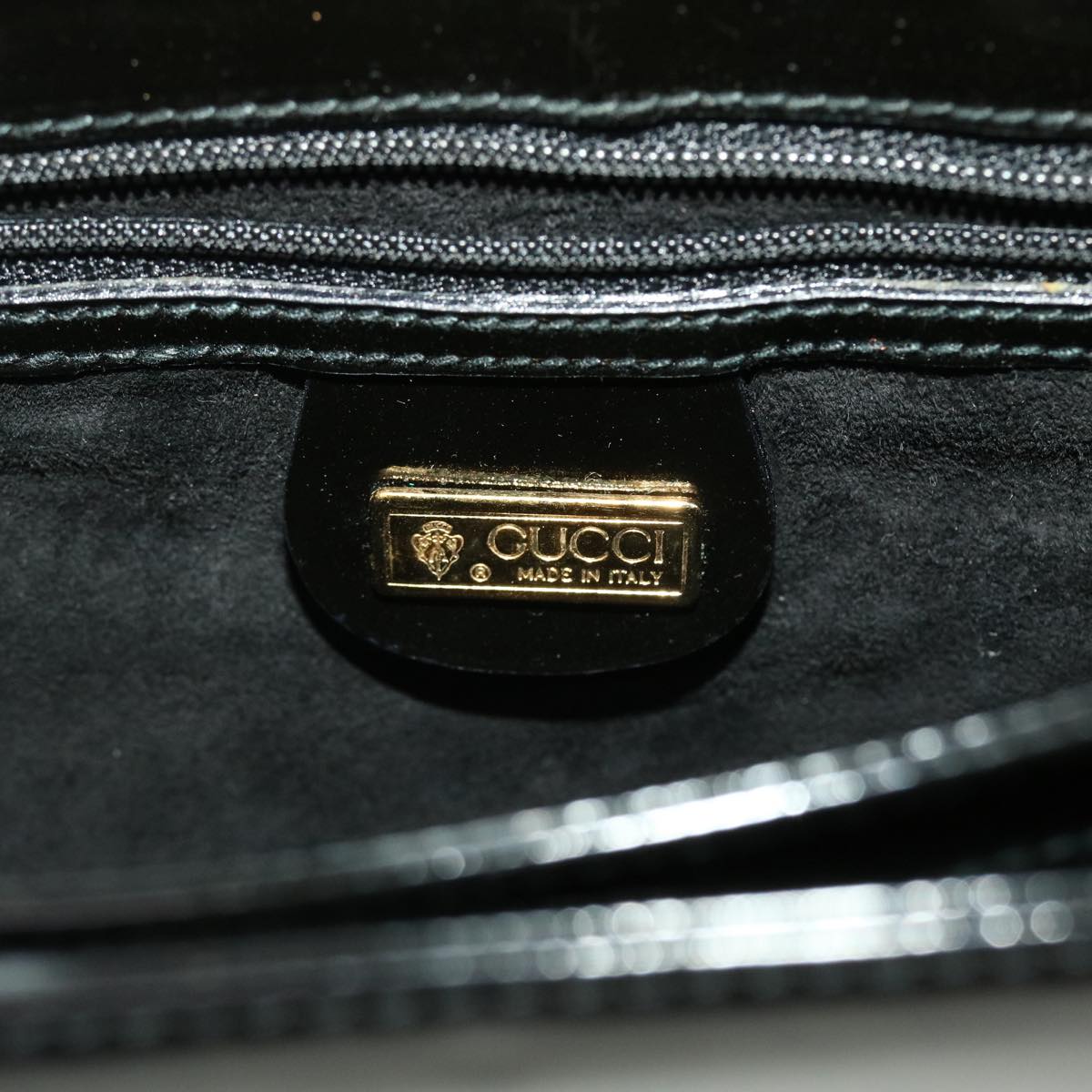 GUCCI Shoulder Bag Patent leather Black Auth fm2405