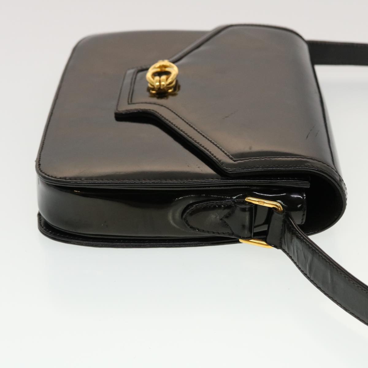 GUCCI Shoulder Bag Patent leather Black Auth fm2405