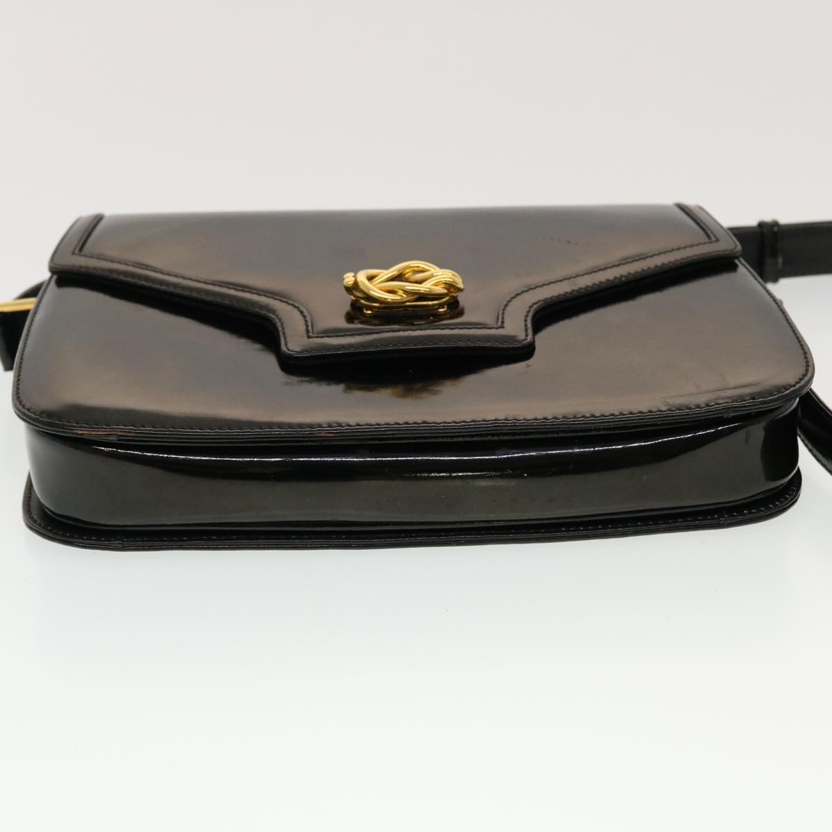 GUCCI Shoulder Bag Patent leather Black Auth fm2405