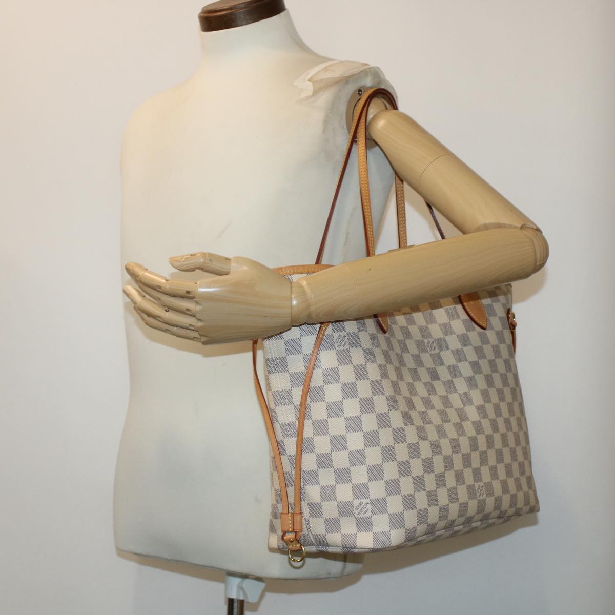 LOUIS VUITTON Damier Azur Neverfull MM Tote Bag N41605 LV Auth fm2414