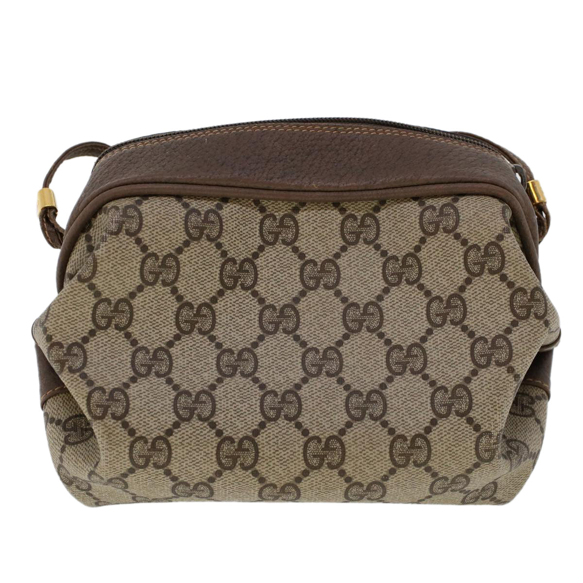 GUCCI GG Canvas Shoulder Bag PVC Leather Beige Auth fm2421 - 0