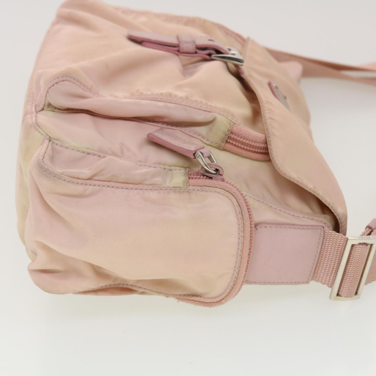 PRADA Shoulder Bag Nylon Leather Pink Auth fm2438