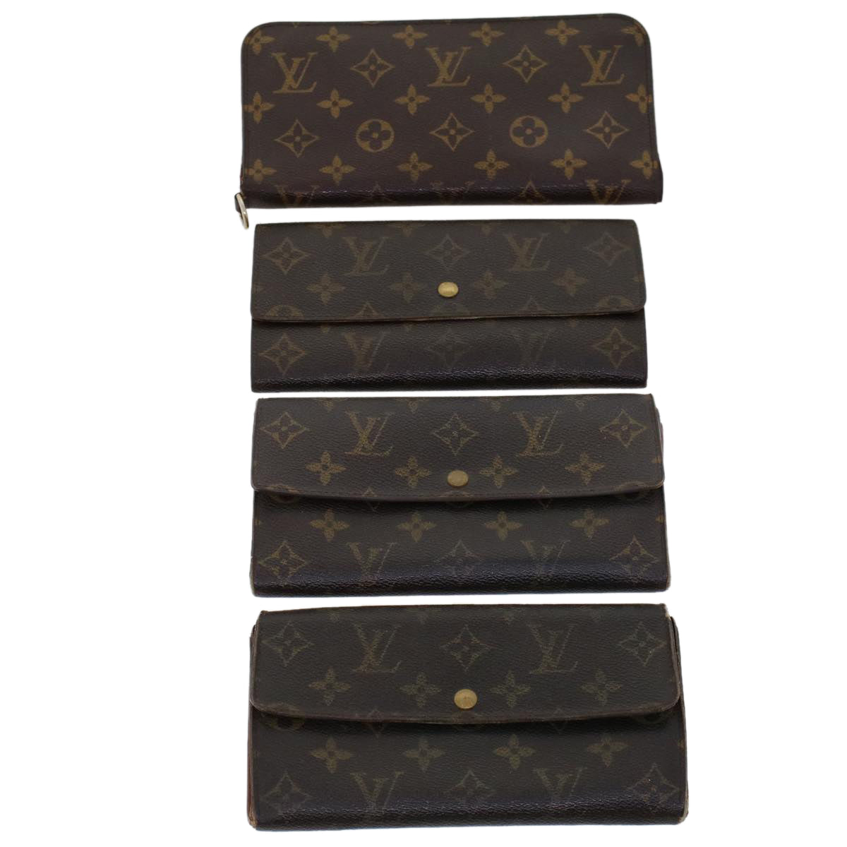 LOUIS VUITTON Monogram Long Wallet 4Set LV Auth fm2472