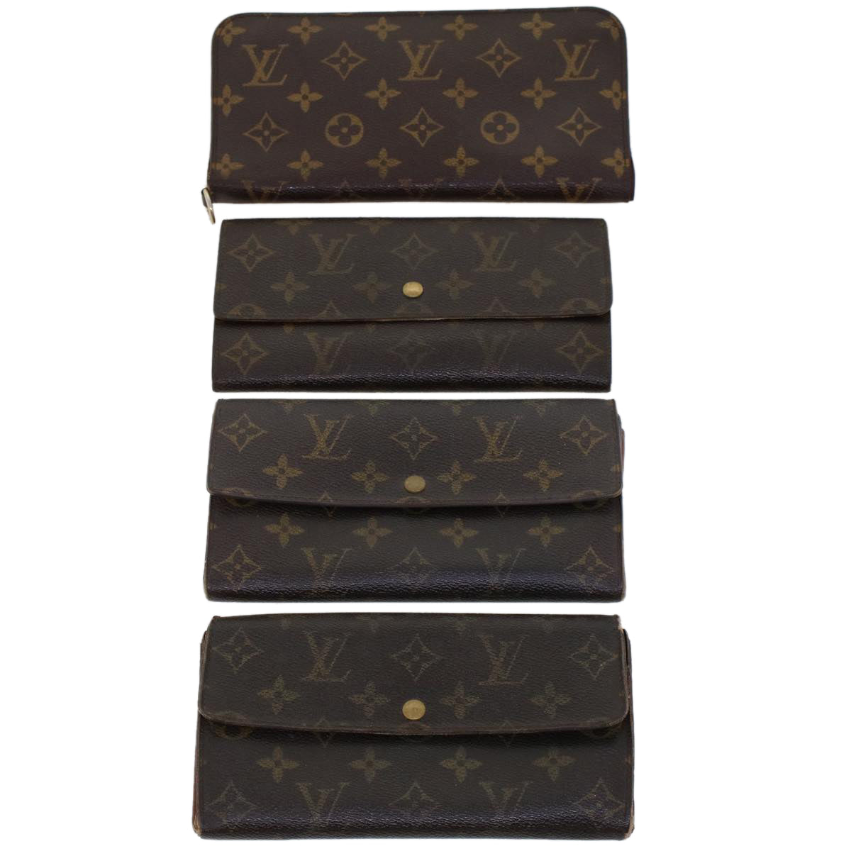 LOUIS VUITTON Monogram Long Wallet 4Set LV Auth fm2472 - 0