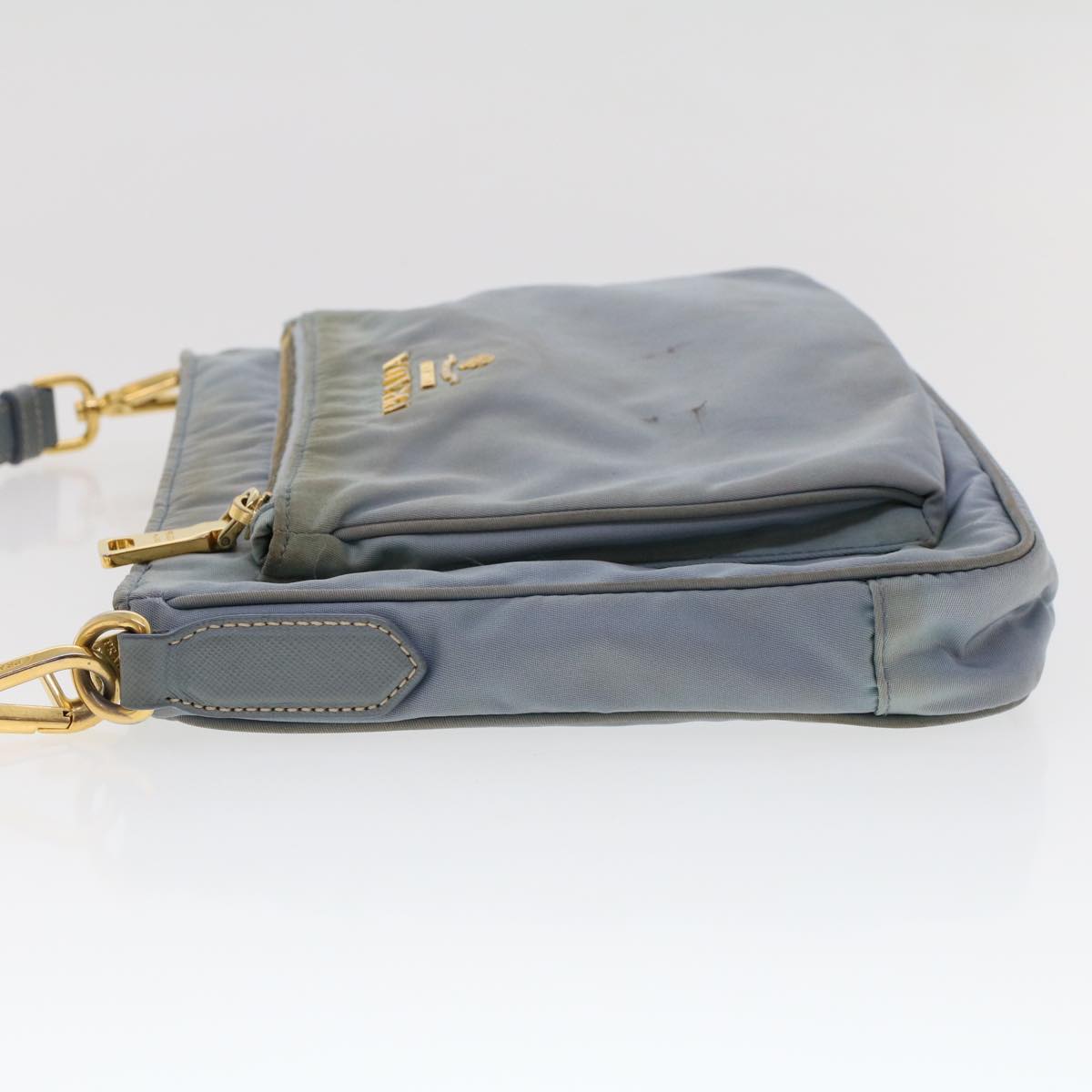 PRADA Shoulder Bag Nylon Leather Blue Auth fm2488