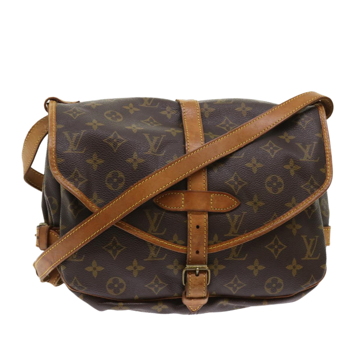 LOUIS VUITTON Monogram Saumur 30 Shoulder Bag M42256 LV Auth fm2511