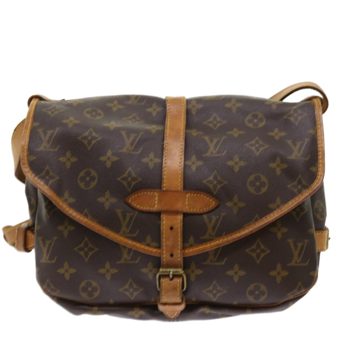 LOUIS VUITTON Monogram Saumur 30 Shoulder Bag M42256 LV Auth fm2511