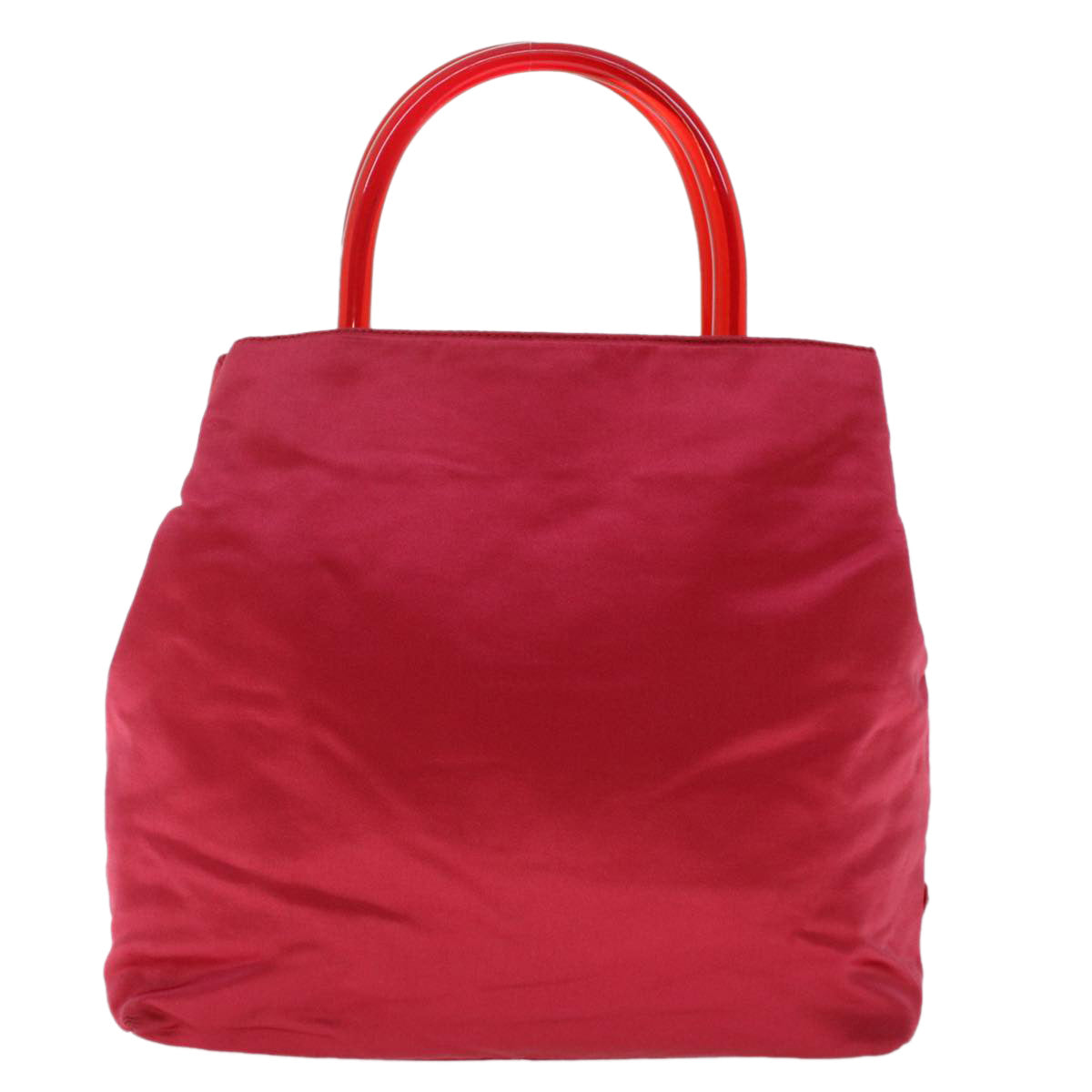 PRADA Hand Bag Satin Red Auth fm2519 - 0