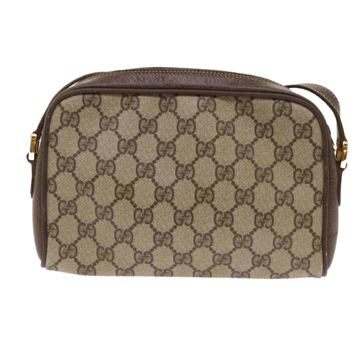 GUCCI GG Canvas Shoulder Bag PVC Leather Beige 001.58.6594 Auth fm2522