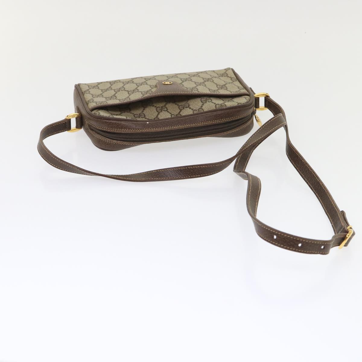 GUCCI GG Canvas Shoulder Bag PVC Leather Beige 001.58.6594 Auth fm2522