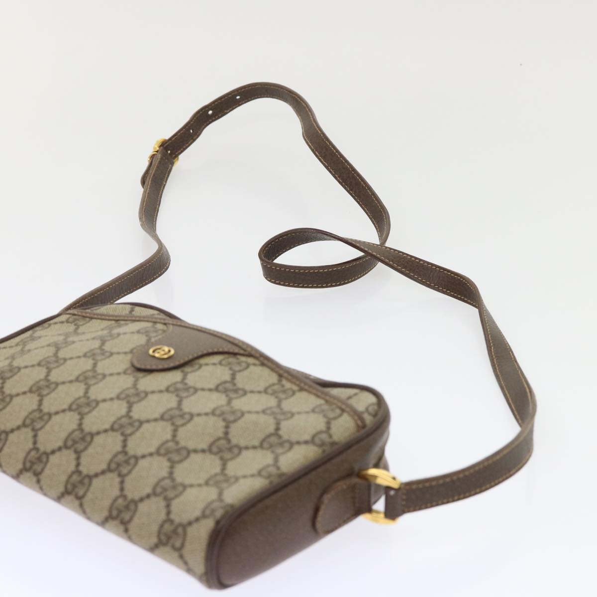 GUCCI GG Canvas Shoulder Bag PVC Leather Beige 001.58.6594 Auth fm2522