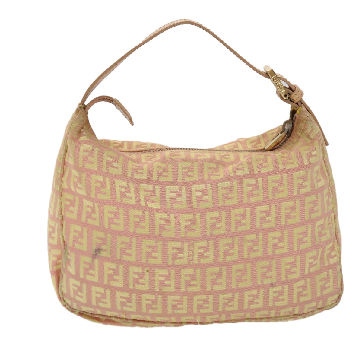 FENDI Zucchino Canvas Hand Bag Pink Gold Auth fm2528 - 0