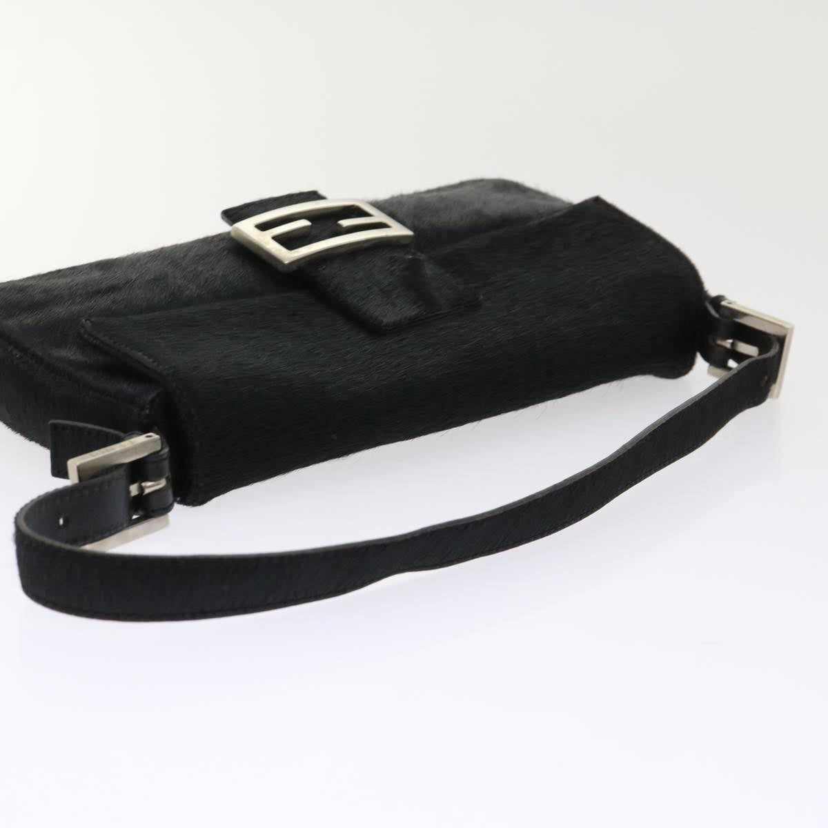 FENDI Mamma Baguette Shoulder Bag Harako leather Black Auth fm2535