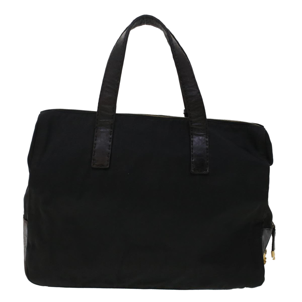 PRADA Hand Bag Nylon Leather Black Auth fm2536 - 0