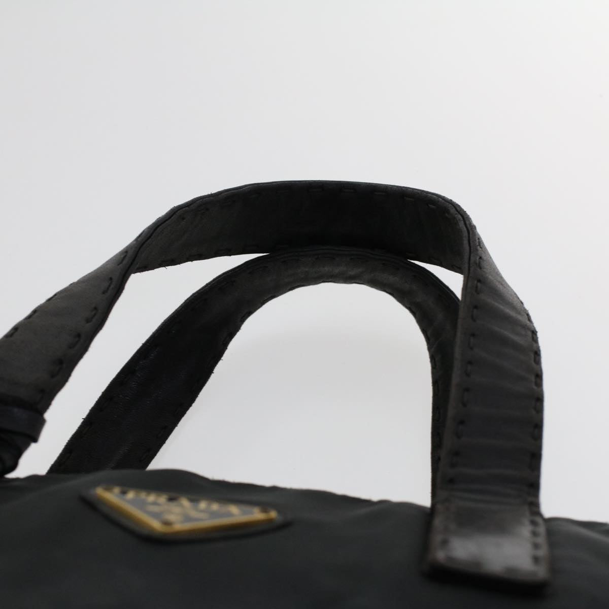 PRADA Hand Bag Nylon Leather Black Auth fm2536