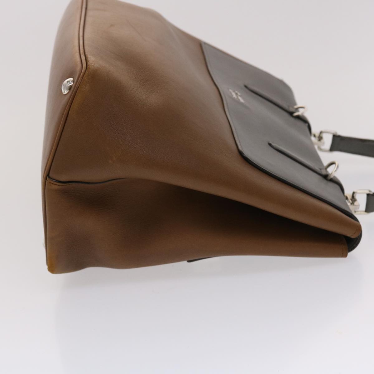 PRADA Hand Bag Leather 2way Brown Auth fm2539