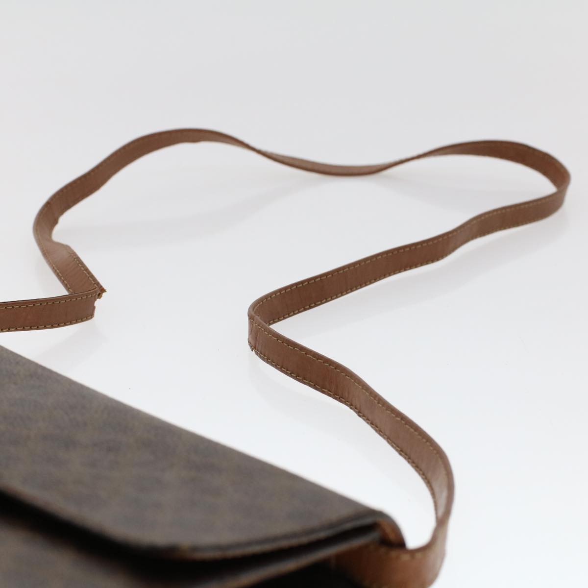 CELINE Macadam Canvas Shoulder Bag PVC Leather Brown Auth fm2547