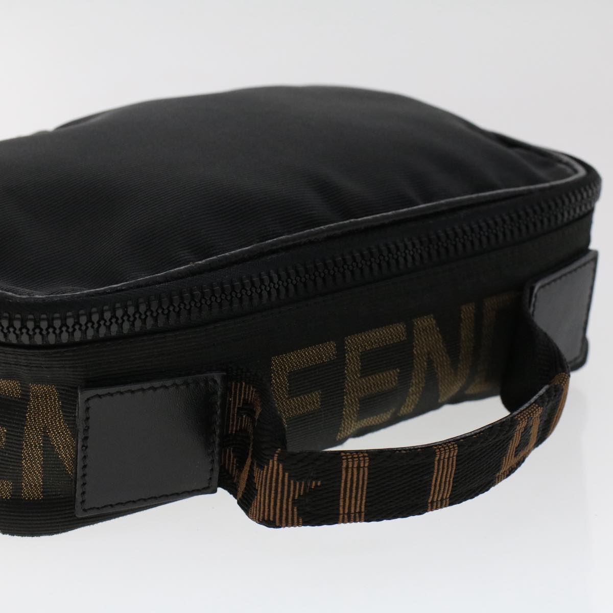 FENDI Hand Bag Nylon Black Auth fm2555