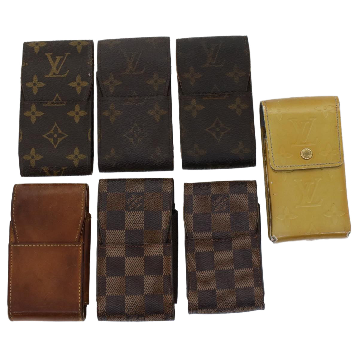 LOUIS VUITTON Monogram Damier Vernis Etui Cigarette Case 7Set Beige Auth fm2617