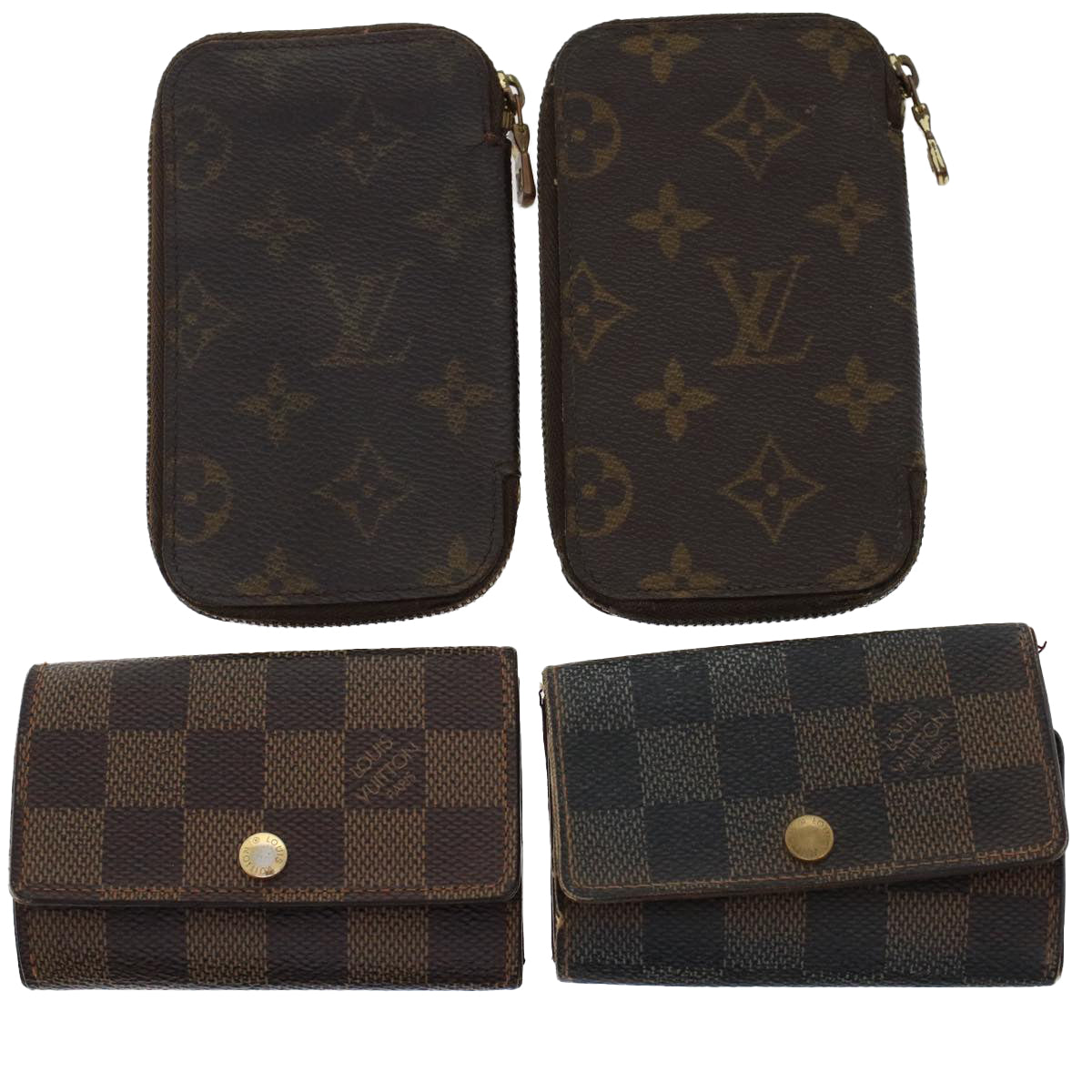 LOUIS VUITTON Monogram Damier Ebene Key Case 4Set LV Auth fm2620