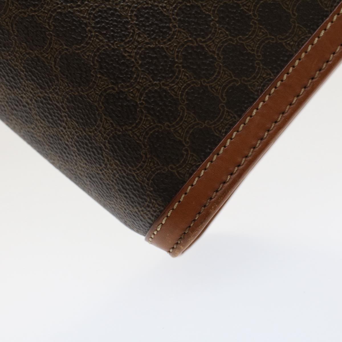 CELINE Macadam Canvas Clutch Bag PVC Leather Brown Auth fm2642