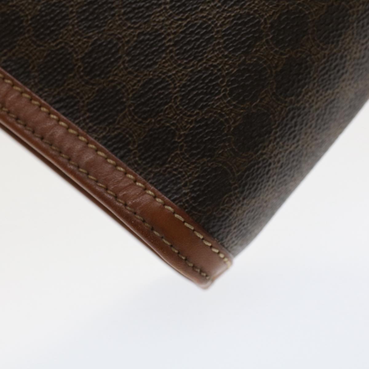CELINE Macadam Canvas Clutch Bag PVC Leather Brown Auth fm2642