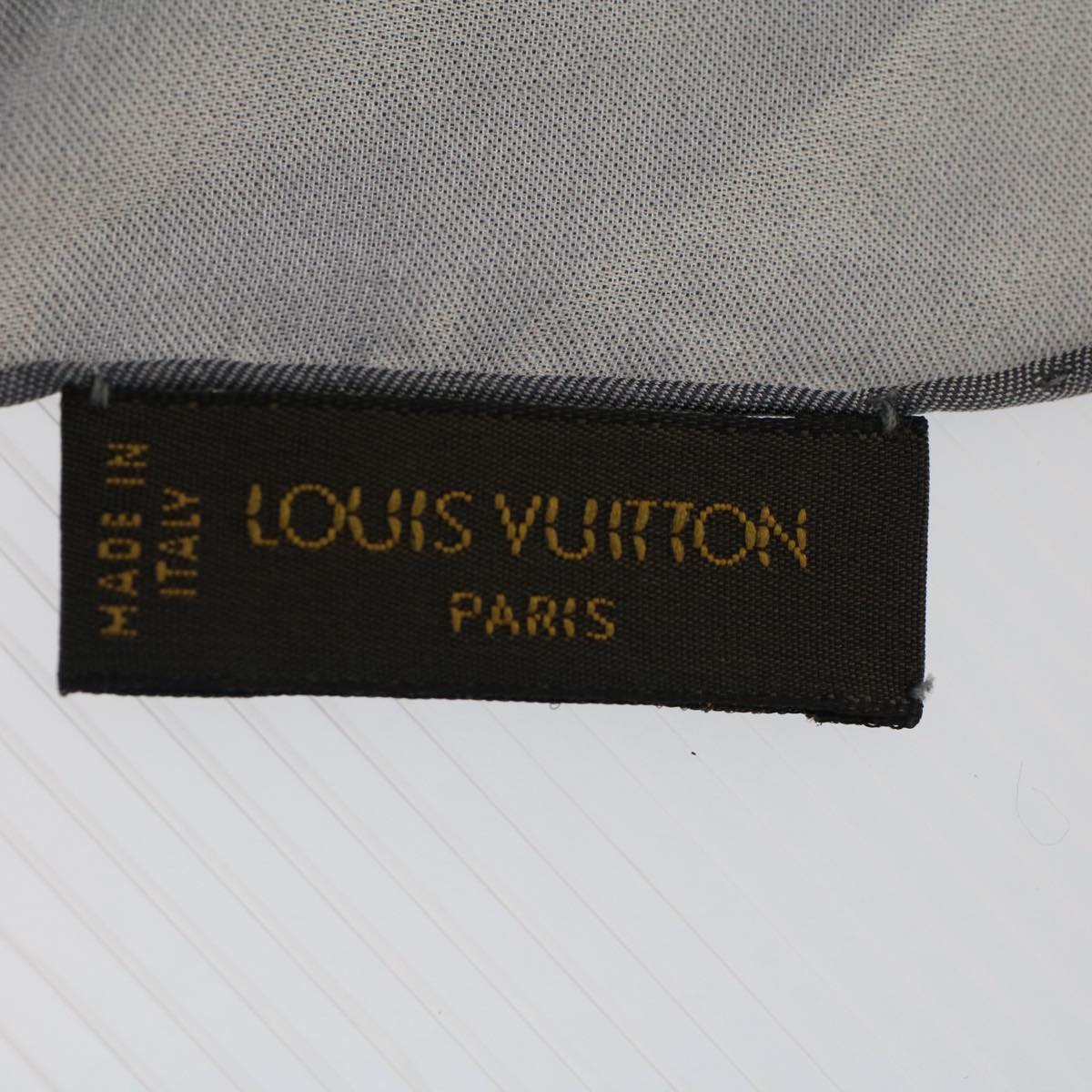 LOUIS VUITTON Monogram Scarf Silk Silver Gray LV Auth fm2650