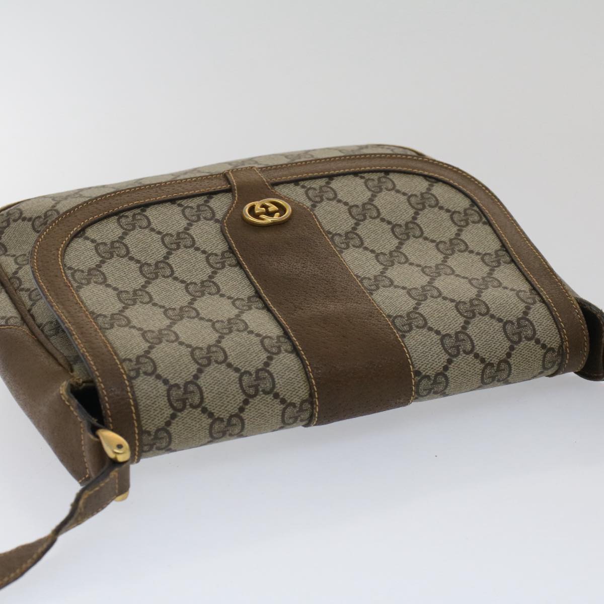 GUCCI GG Canvas Shoulder Bag PVC Leather Beige Brown 001 261 4425 Auth fm2655