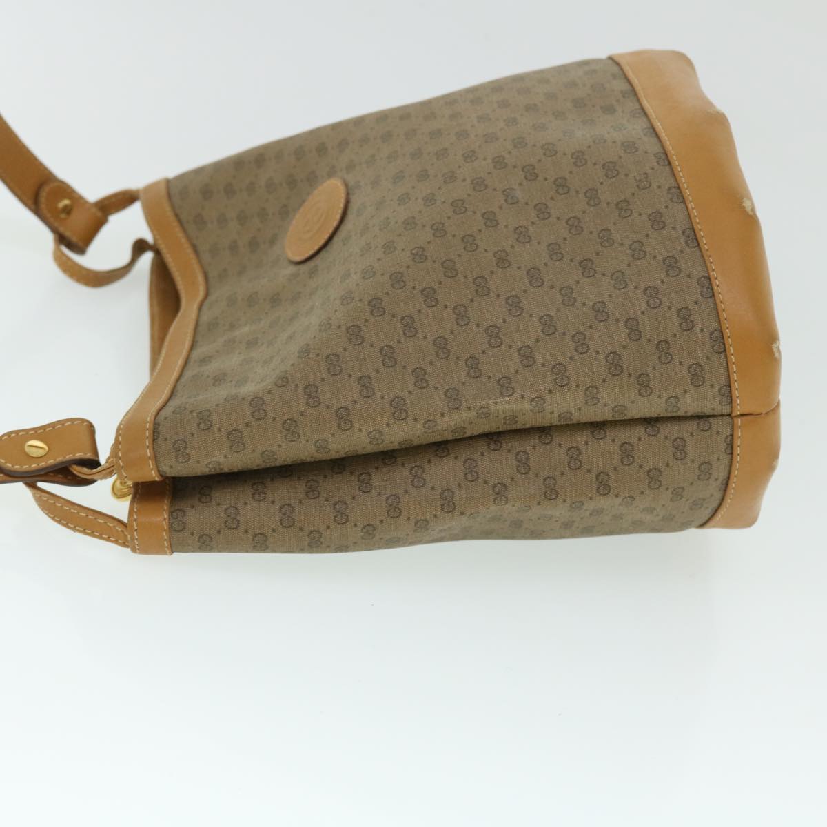 GUCCI Micro GG Canvas Shoulder Bag PVC Leather Beige Auth fm2666