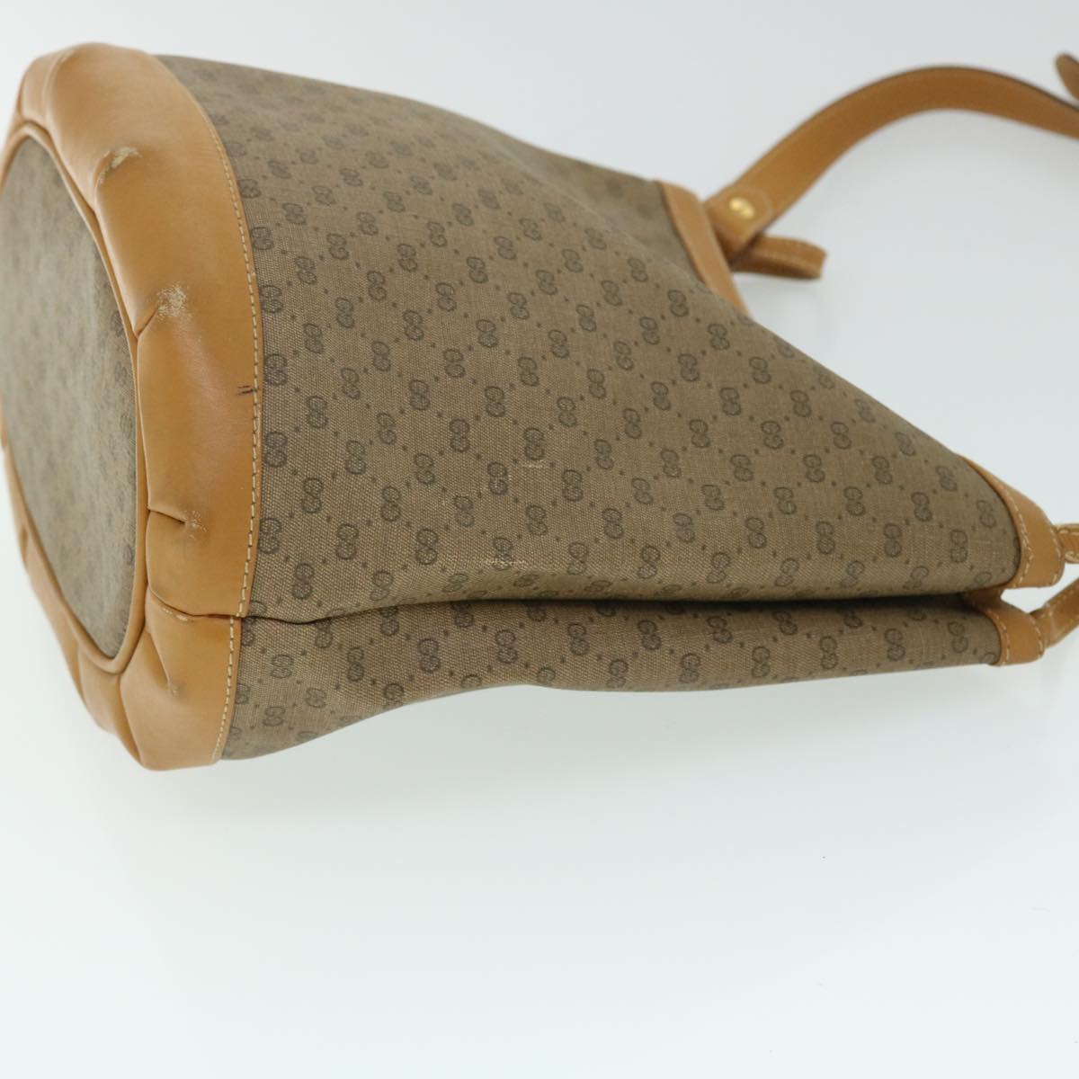 GUCCI Micro GG Canvas Shoulder Bag PVC Leather Beige Auth fm2666