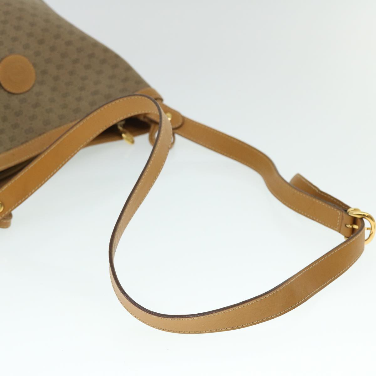 GUCCI Micro GG Canvas Shoulder Bag PVC Leather Beige Auth fm2666