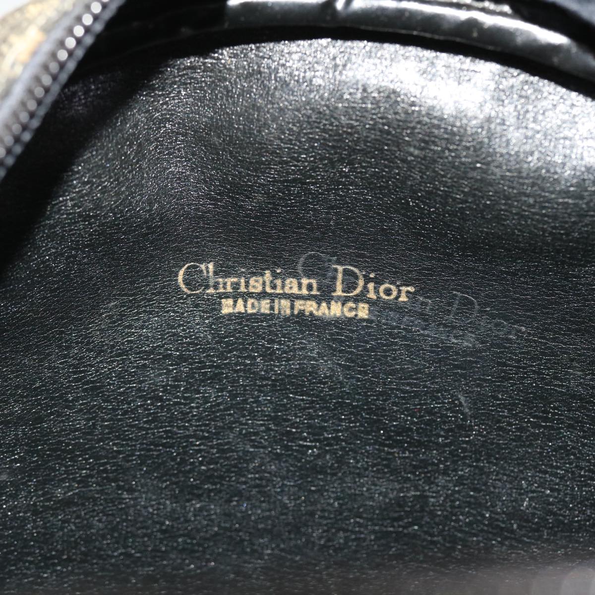 Christian Dior Trotter Canvas Shoulder Bag Black Beige Auth fm2671