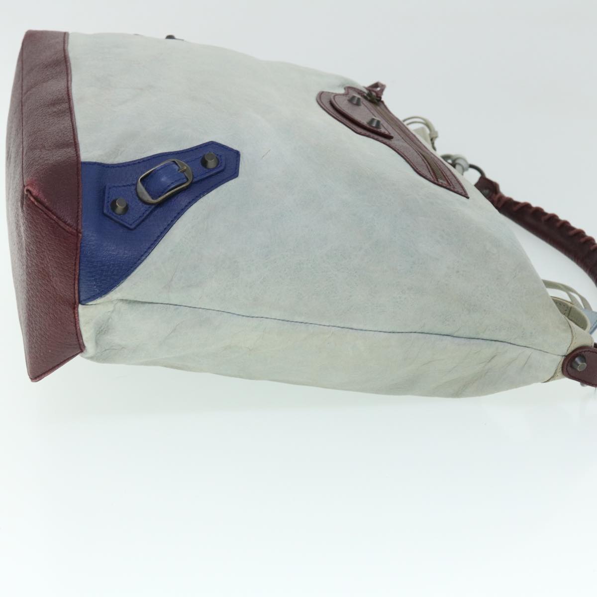 BALENCIAGA The Day Shoulder Bag Leather Blue 140442 Auth fm2674