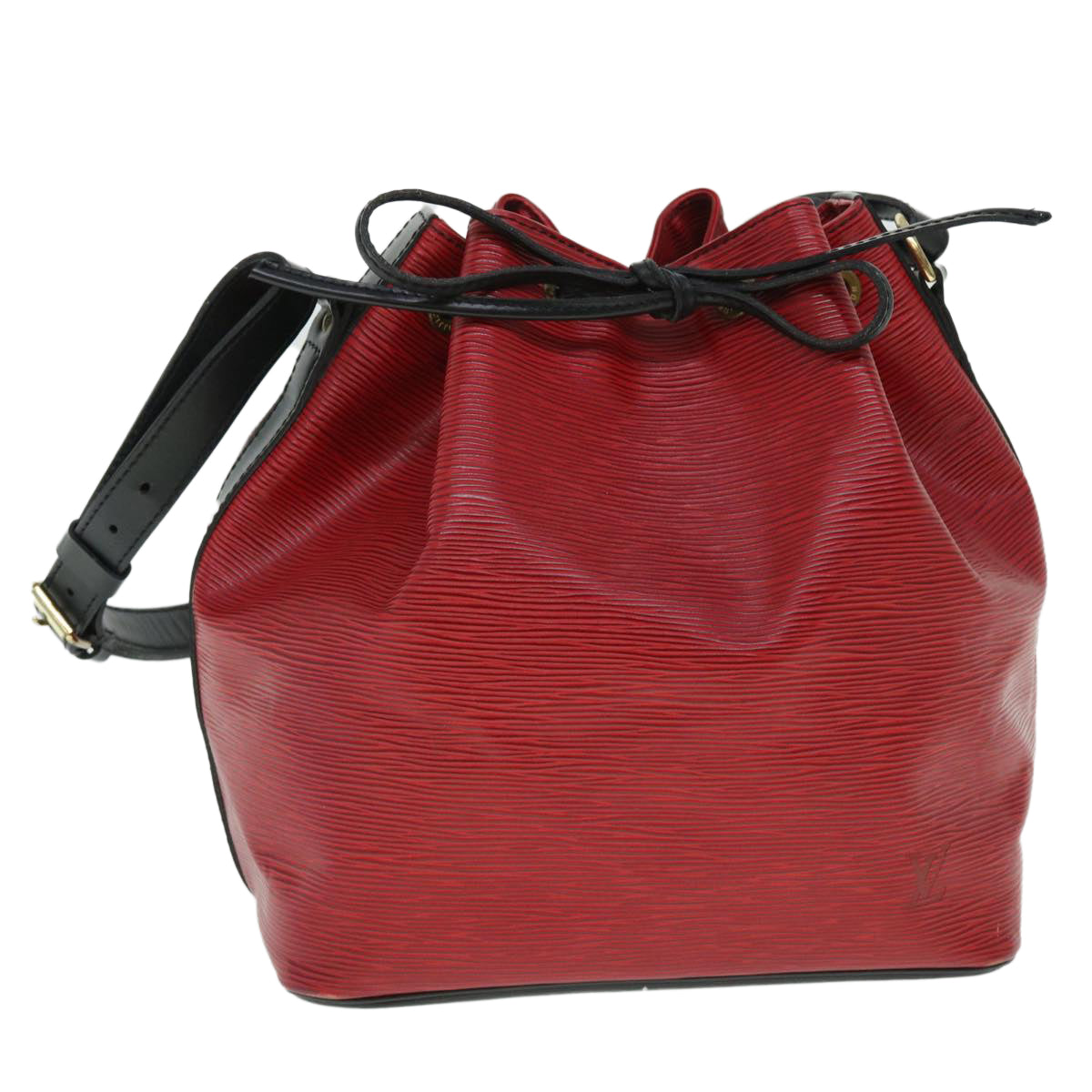 LOUIS VUITTON Epi Petit Noe Shoulder Bag Bicolor Black Red M44172 LV Auth fm2697