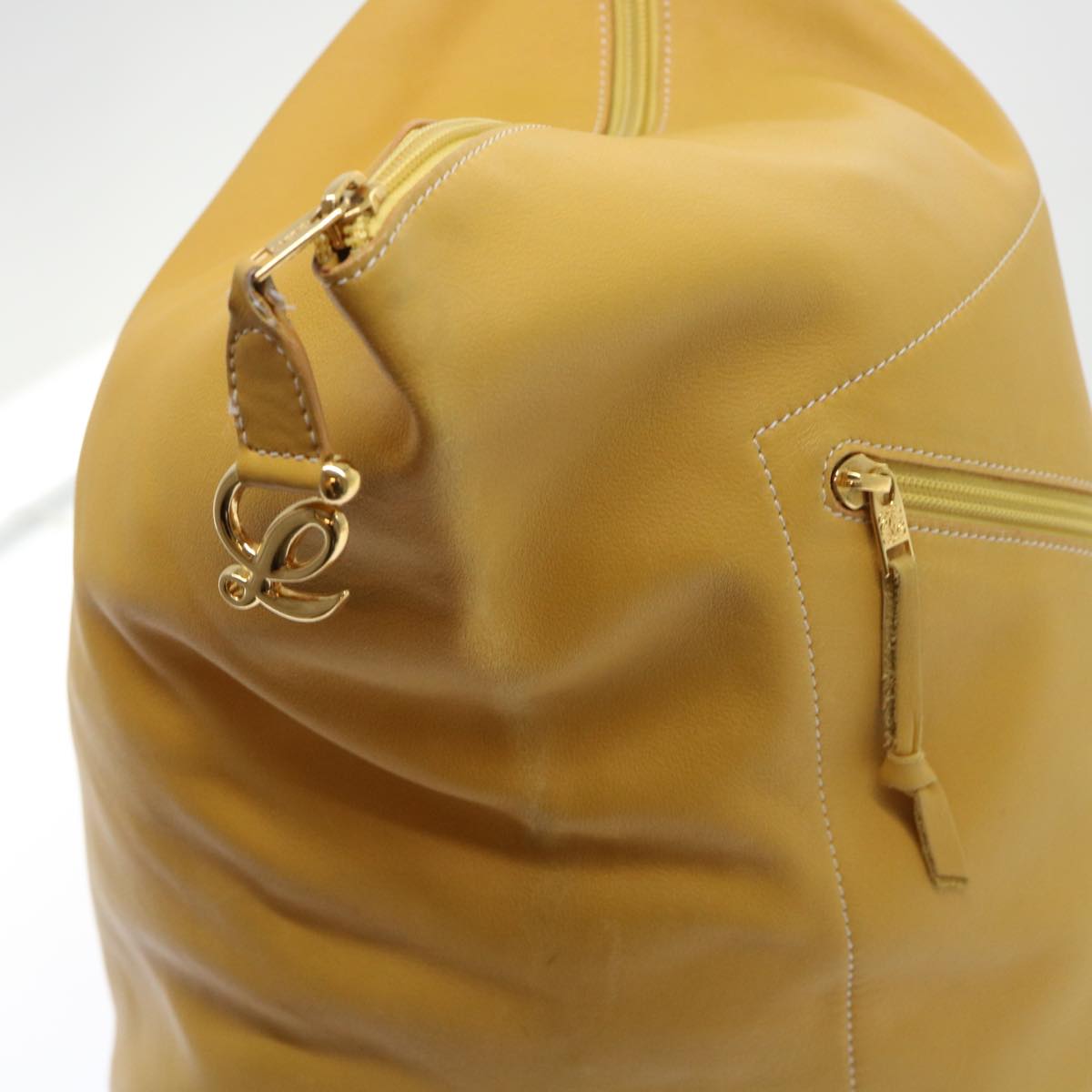 LOEWE Anton Shoulder Bag Leather Yellow Auth fm2698